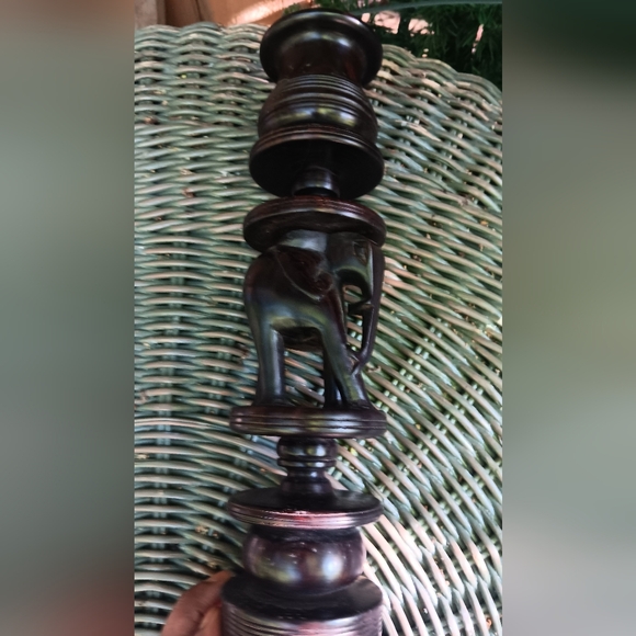 Vintage Ebony Wood hand carved elephant candlestick candle holder - Picture 7 of 10